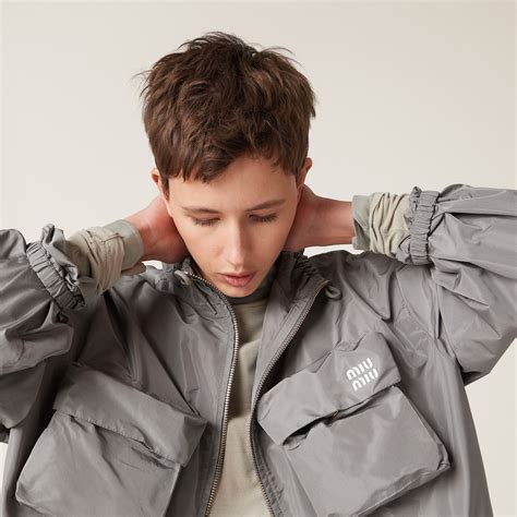 miu miu parka|Lead Gray Technical Fabric Parka .